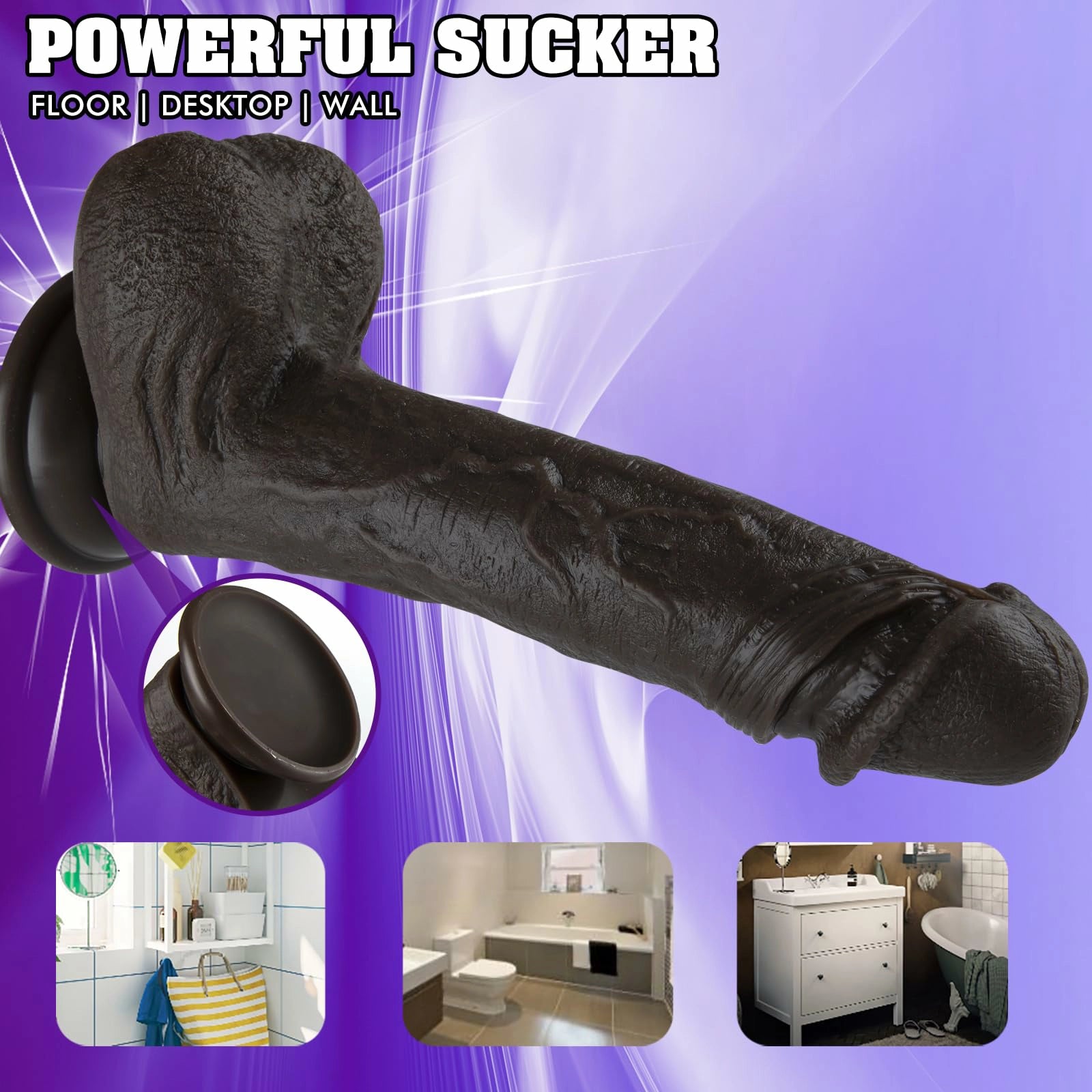 Roman 8.7" x 1.57" Realistic Squirting Black Dildo for G-Spot Play