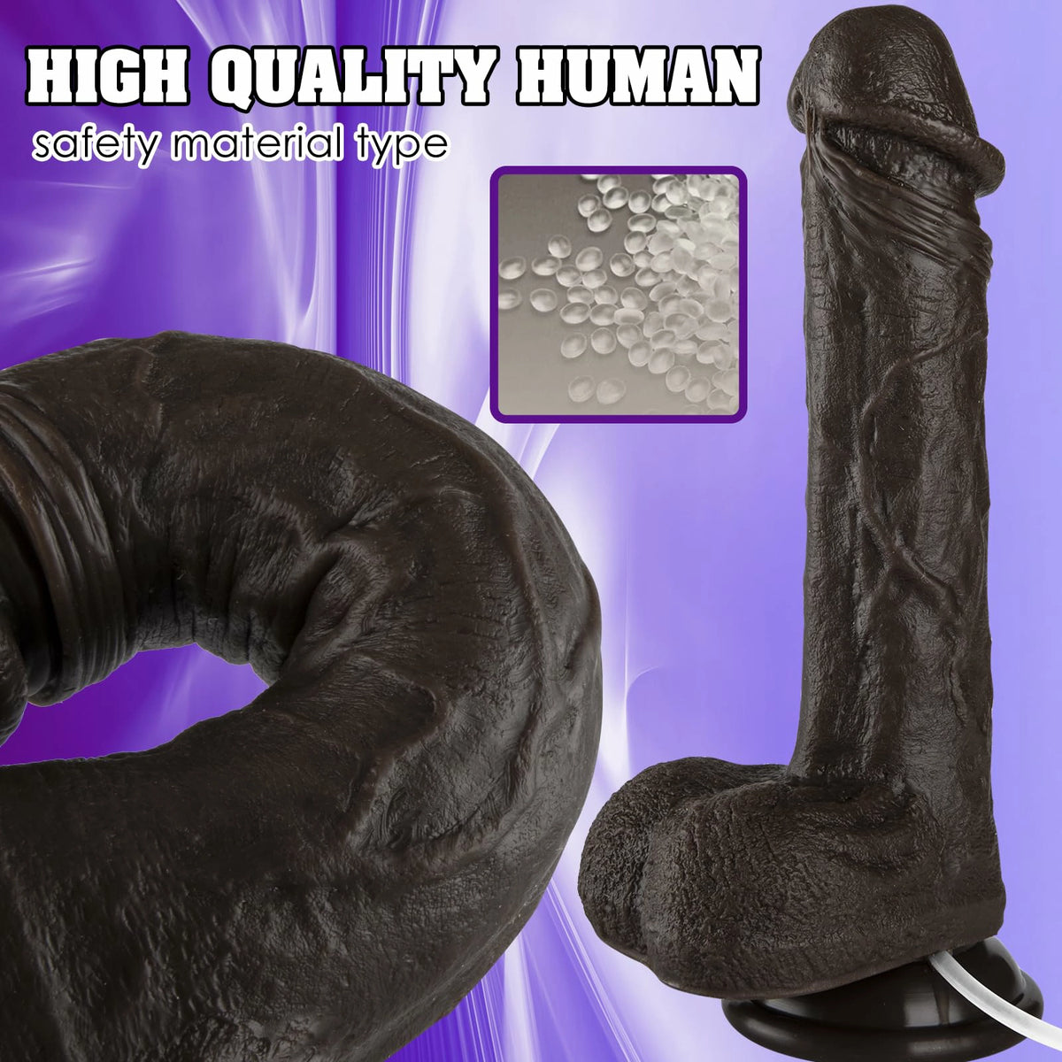 Roman 8.7" x 1.57" Realistic Squirting Black Dildo for G-Spot Play