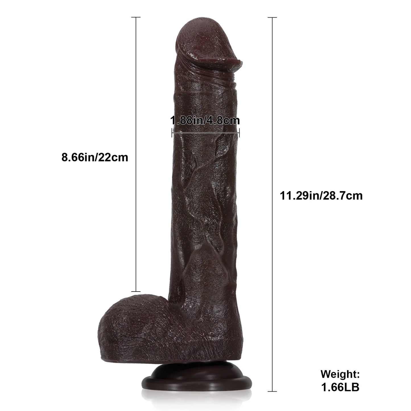 Royce 11.3" x 1.9" Long Black Thrusting Dildo with 7 Thrusting & 3 Vibration Modes