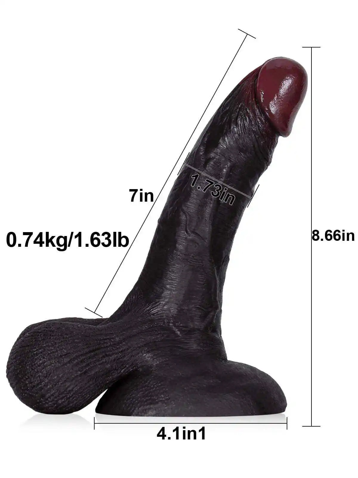 Ruiz 8.6″ × 1.7″ realistic black dildo with lifelike textures and movable balls