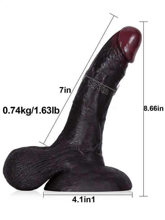 Ruiz 8.6″ × 1.7″ realistic black dildo with lifelike textures and movable balls