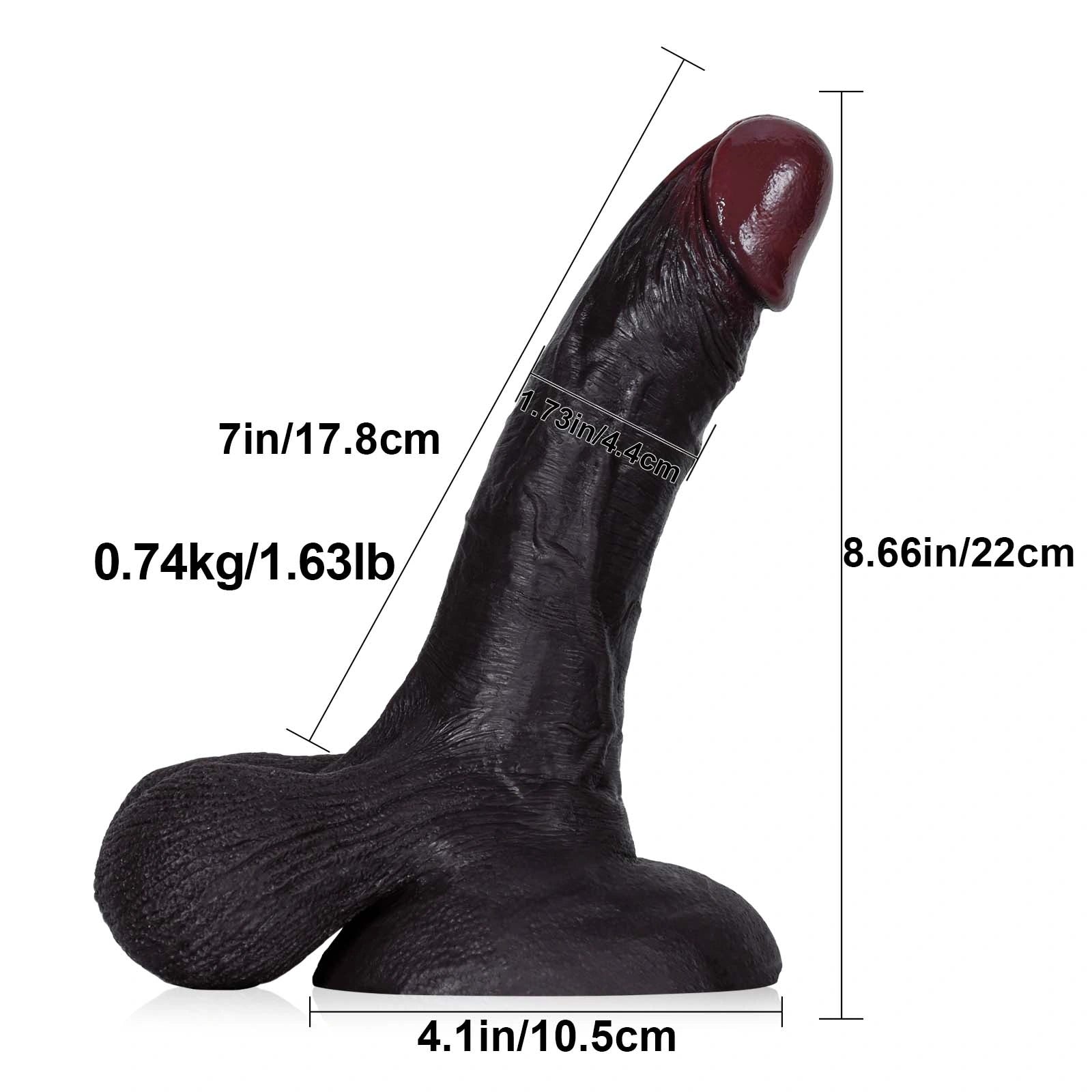 Ruiz 8.7" x 1.7" Realistic Black Dildo with Free-Moving Balls