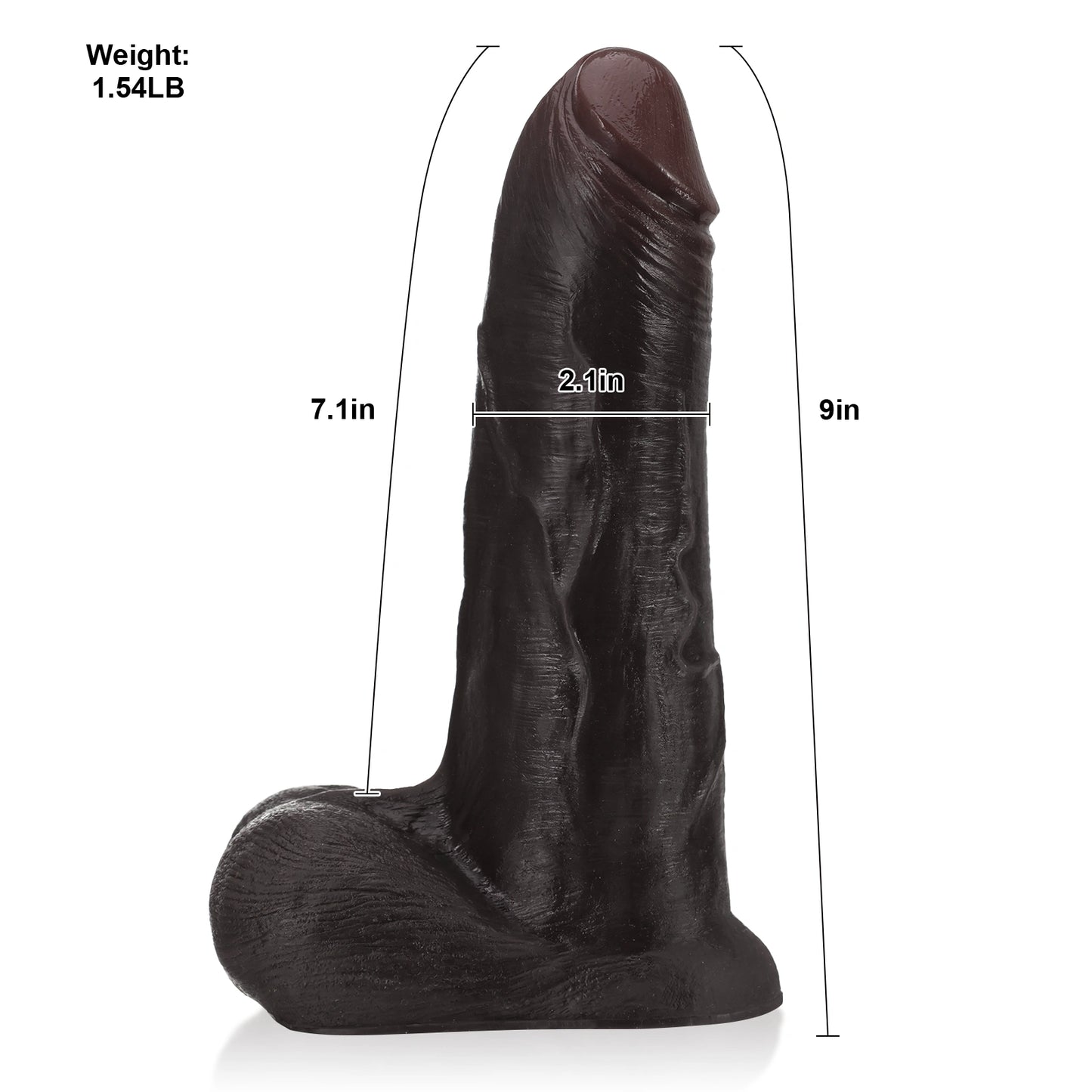 Ryder 10.8" x 2.6" Realistic Veined Sliding Skin Black Dildo with Vac-U-Lock Connector