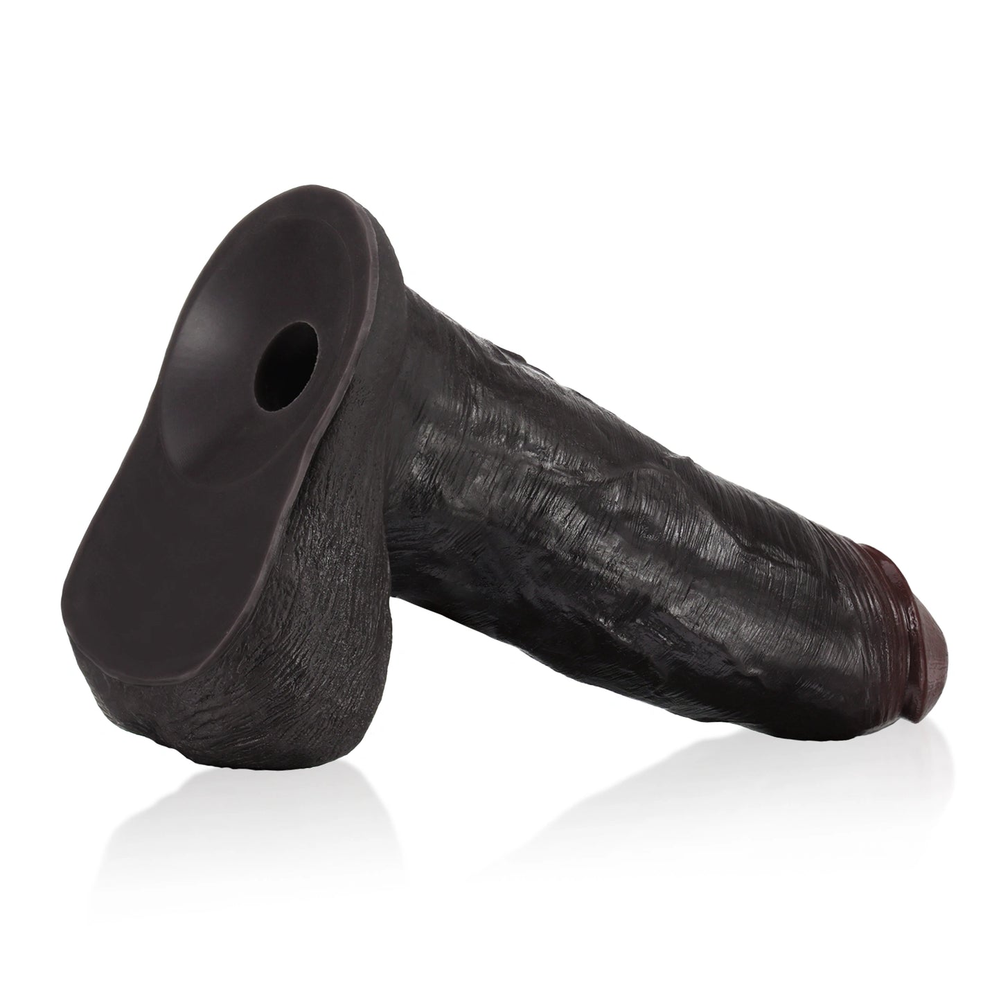 Ryder 10.8" x 2.6" Realistic Veined Sliding Skin Black Dildo with Vac-U-Lock Connector
