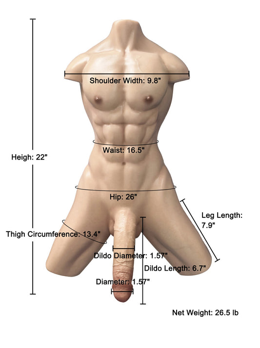 Serge Realistic Male Torso Dildo - 22" Torso, 6.7" × 1.6" Shaft & Anal Channel, 26.5 lb