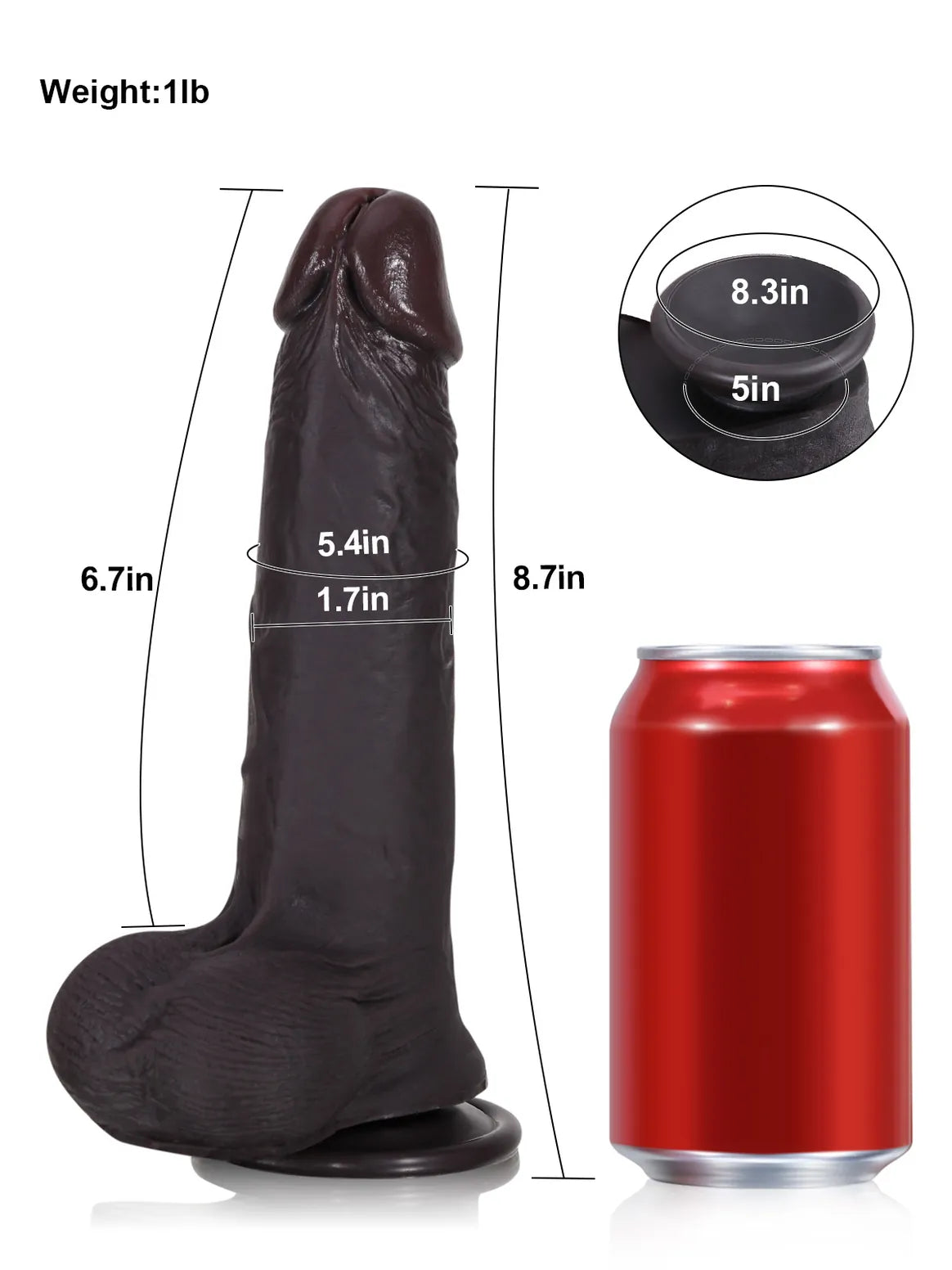 Sem 8.7" x 1.7" Realistic BBC Dildo with Sliding Skin, Dual Density & Movable Balls