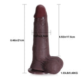 Sem 8.7" x 1.7" Soft Sliding Skin Black Dildo with Movable Balls