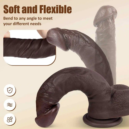 Shelton 8.66 x 1.69 Large Tip Realistic Black Dildo, G-Spot Dildo
