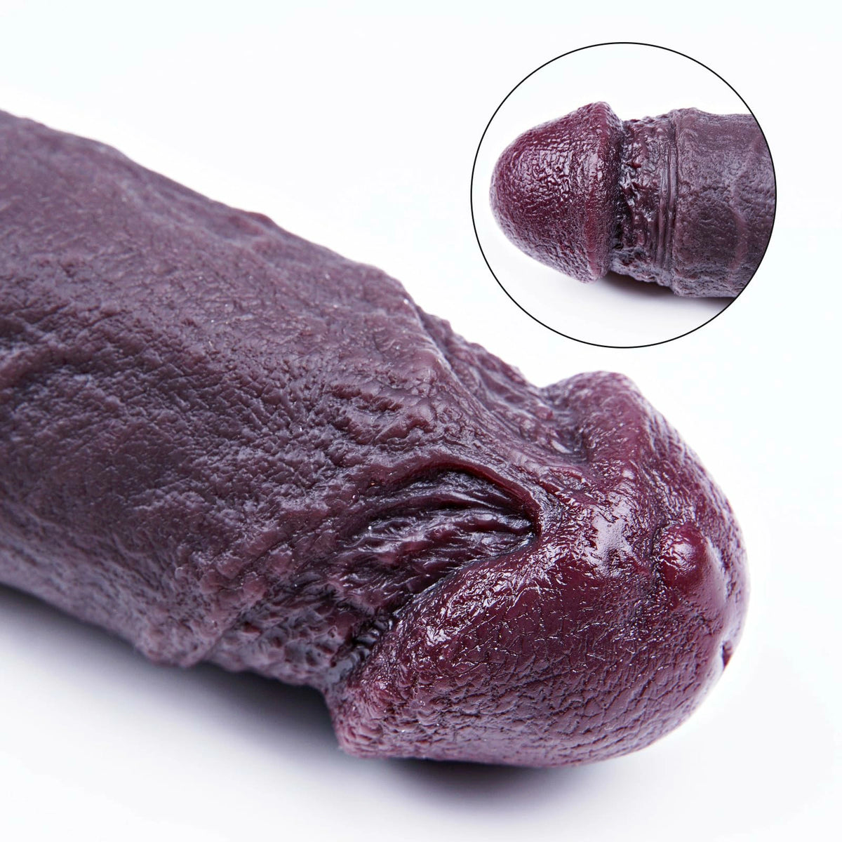 Silas 19.7" x 1.7" Long Double Sided Black Dildo with Pronounced Textures