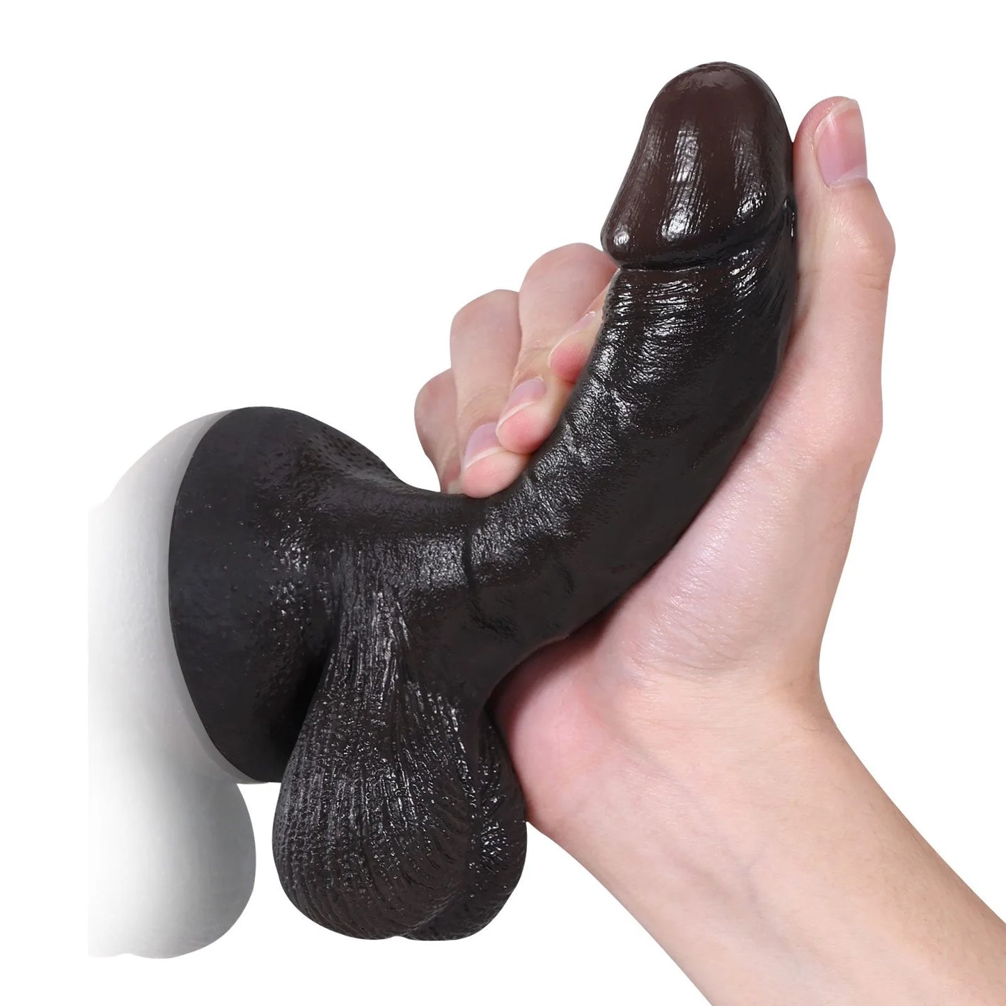 Smith 6" x 1.3" Small Black Dildo with Soft Swinging Balls