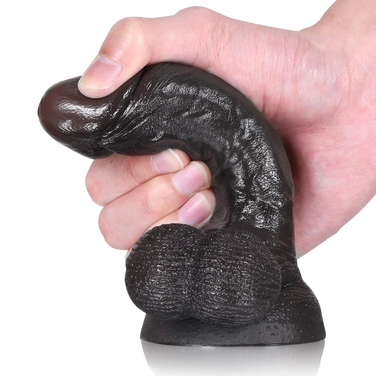 Smith 6" x 1.3" Small Black Dildo with Soft Swinging Balls