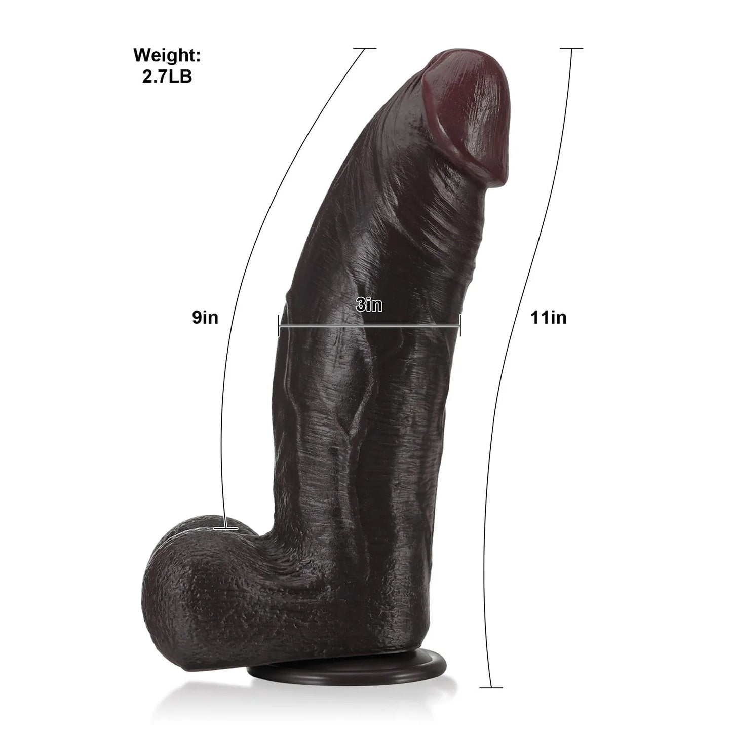 Tavon 11" x 3" Thick BBC Dildo with a Prominent Shaft Ridge