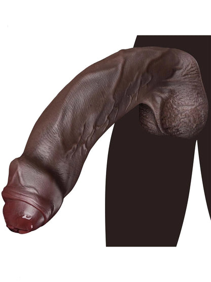 Taylor 9.7" x 2.3" Realistic Large Soft Uncircumcised Black Dildo