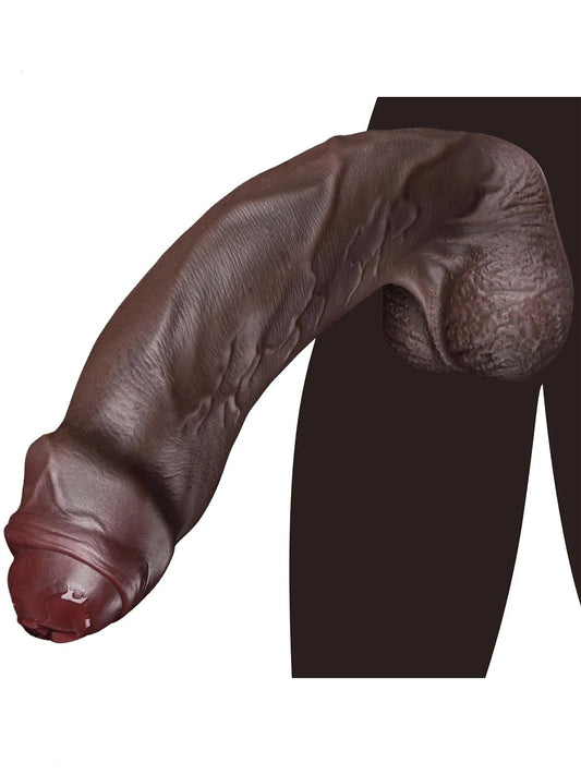 Taylor 9.7" x 2.3" Realistic Large Soft Uncircumcised Black Dildo