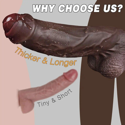 Taylor 9.7" x 2.3" Realistic Large Soft Uncircumcised Black Dildo