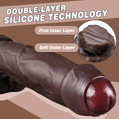 Taylor 9.7" x 2.3" Realistic Large Soft Uncircumcised Black Dildo