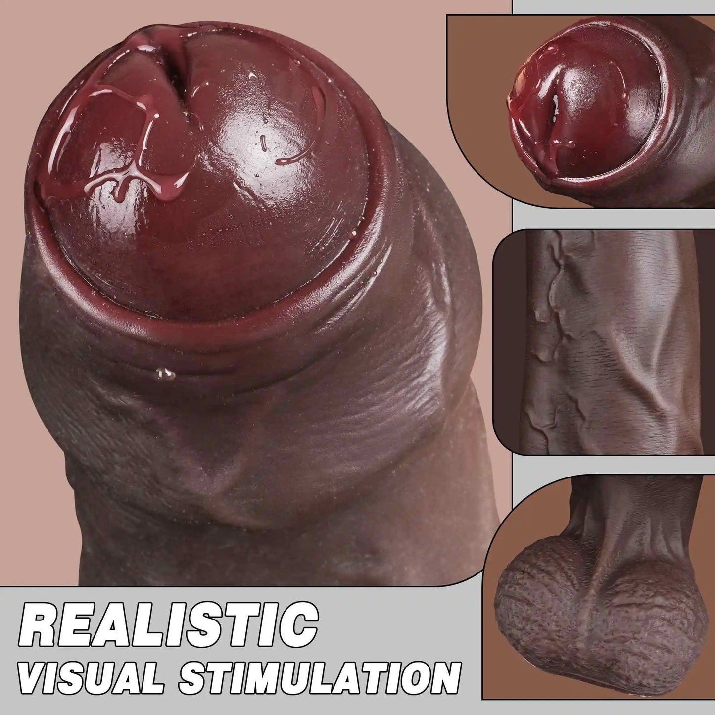 Taylor 9.7" x 2.3" Realistic Large Soft Uncircumcised Black Dildo