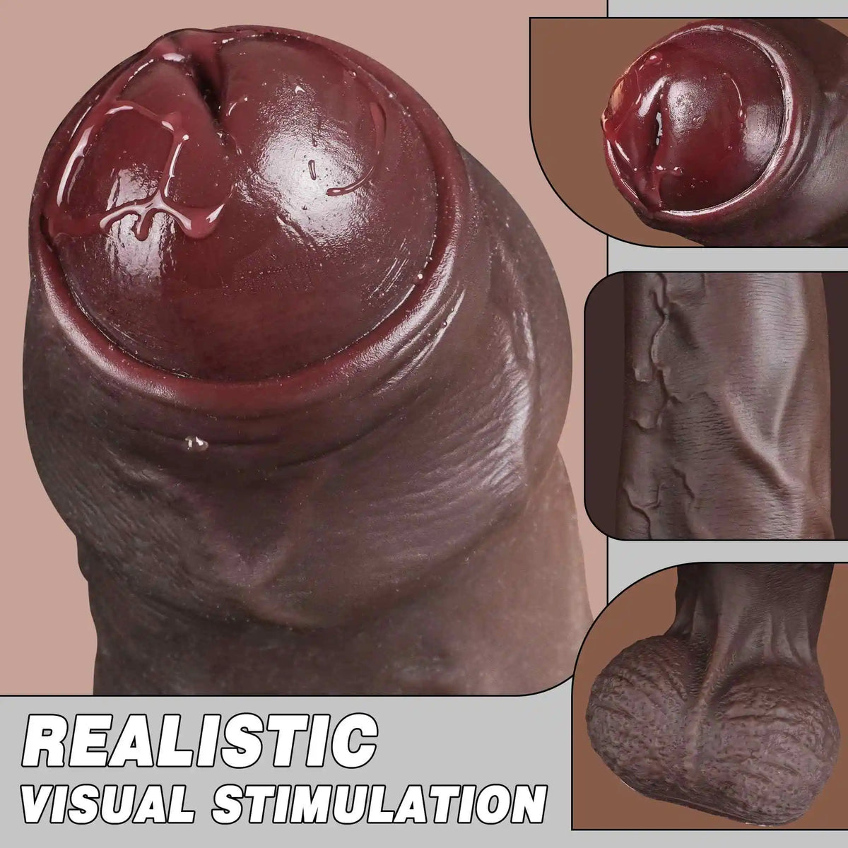 Taylor 9.7" x 2.3" Realistic Large Soft Uncircumcised Black Dildo