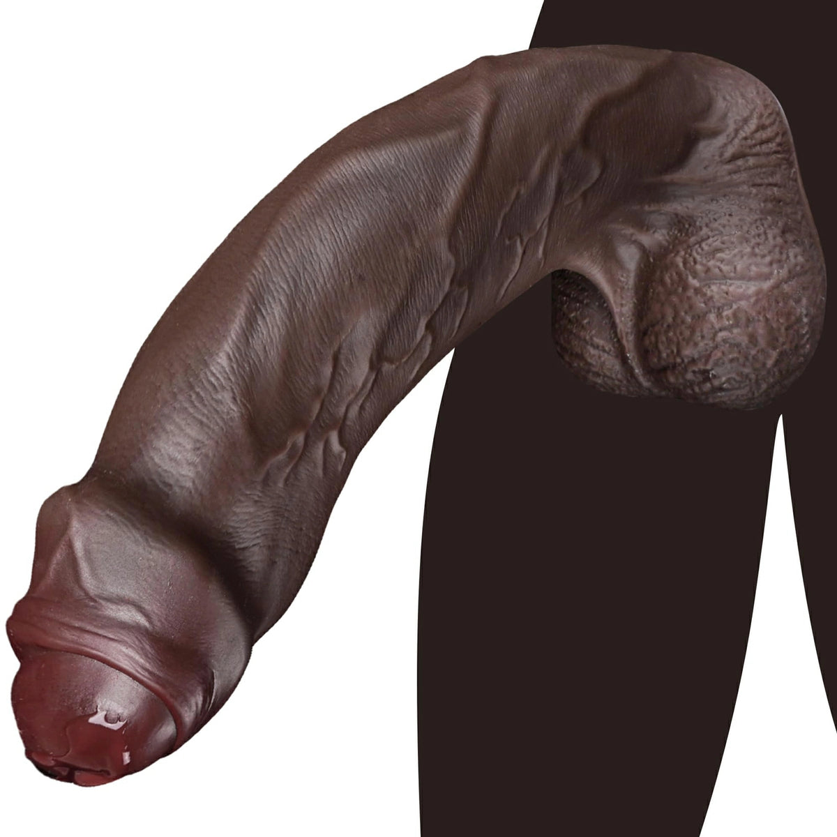 Taylor 9.7" x 2.2" Thick Uncircumcised Realistic Black Dildo