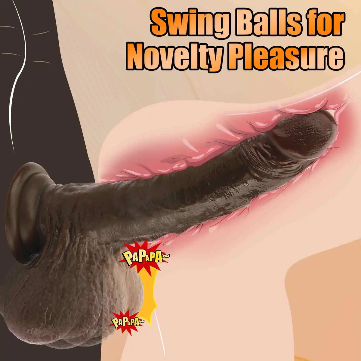 Thomas 9.5" x 1.6" Realistic Sliding Skin BBC Dildo with Large Swing Ball