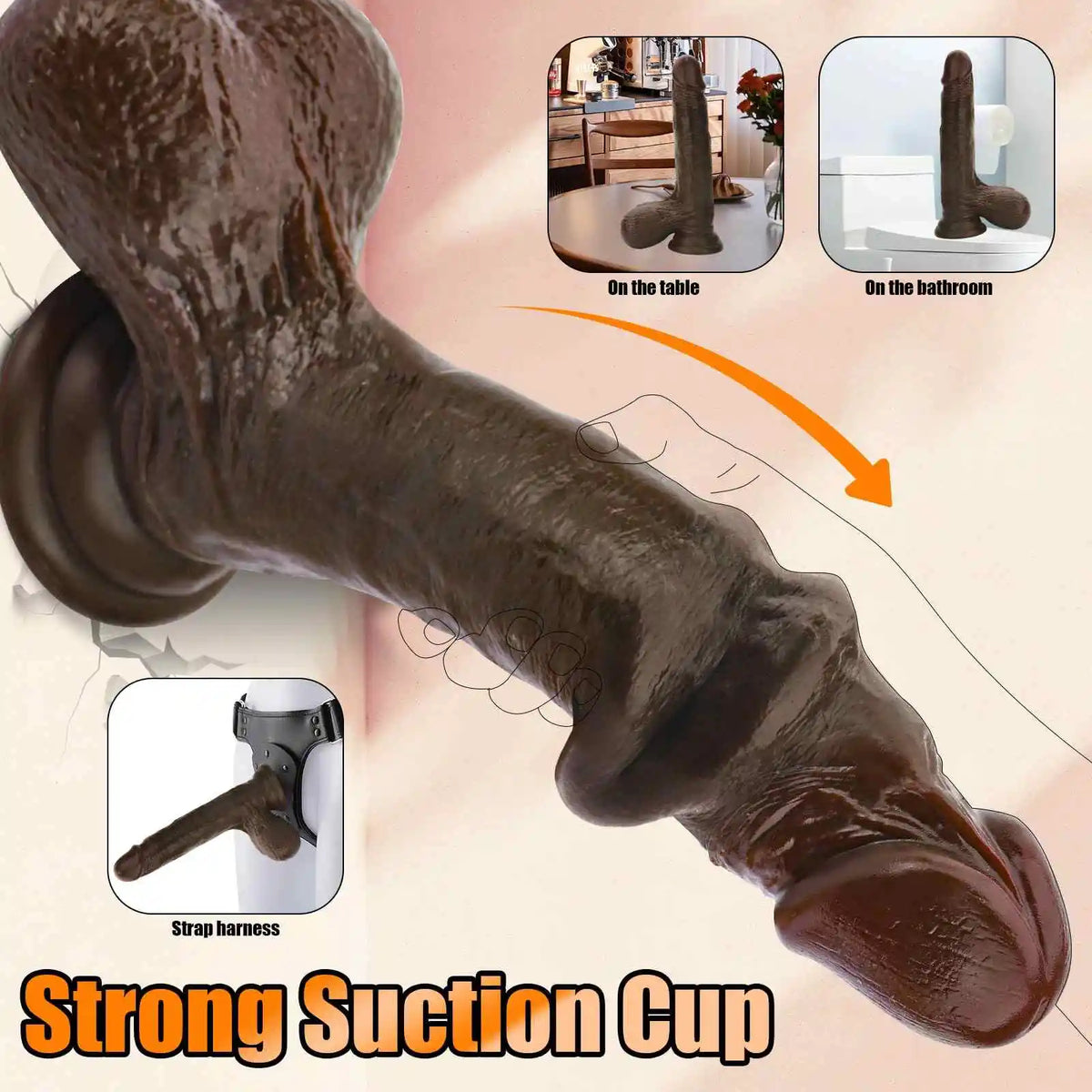 Thomas 9.5" x 1.6" Realistic Sliding Skin BBC Dildo with Large Swing Ball