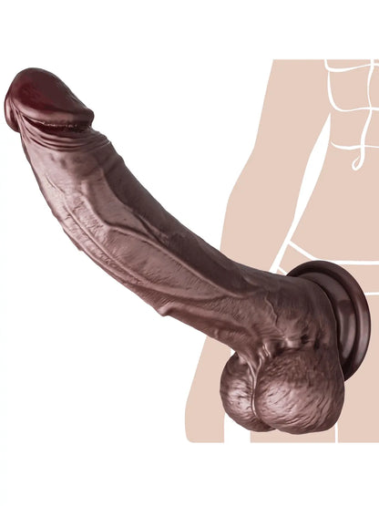 Trainer 12" x 2.4" Large Black Realistic Soft Dildo for G-Spot Stimulation