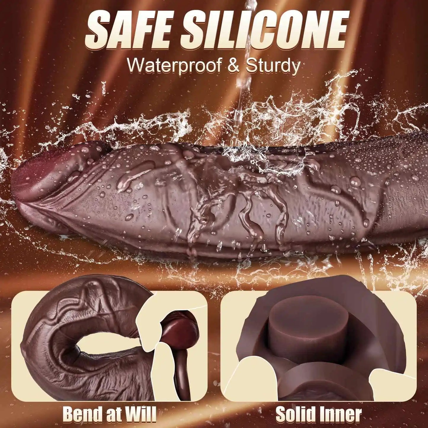 Trainer 12" x 2.4" Large Black Realistic Soft Dildo for G-Spot Stimulation