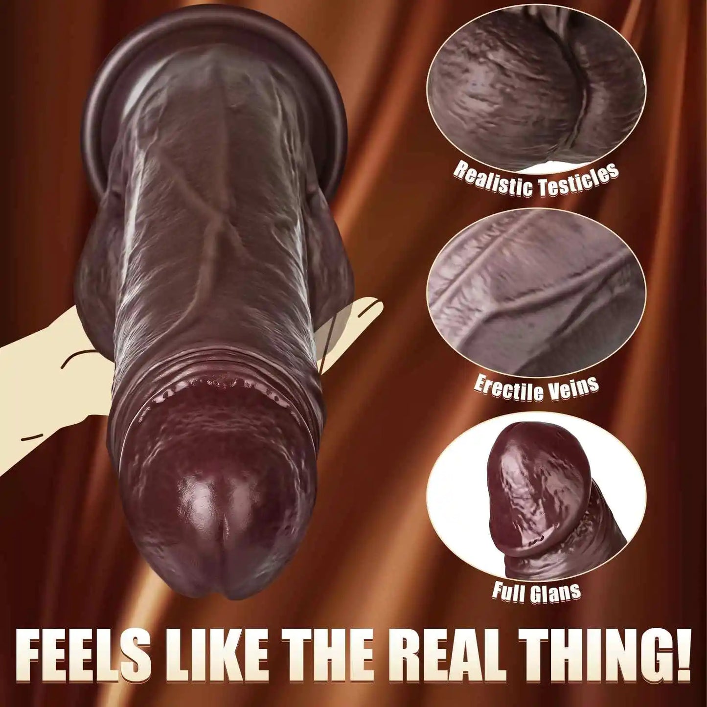 Trainer 12" x 2.4" Large Black Realistic Soft Dildo for G-Spot Stimulation