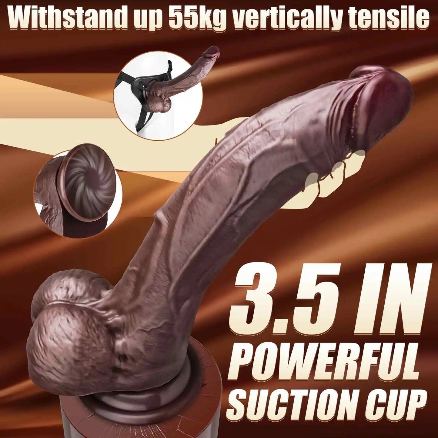 Trainer 12" x 2.4" Large Black Realistic Soft Dildo for G-Spot Stimulation