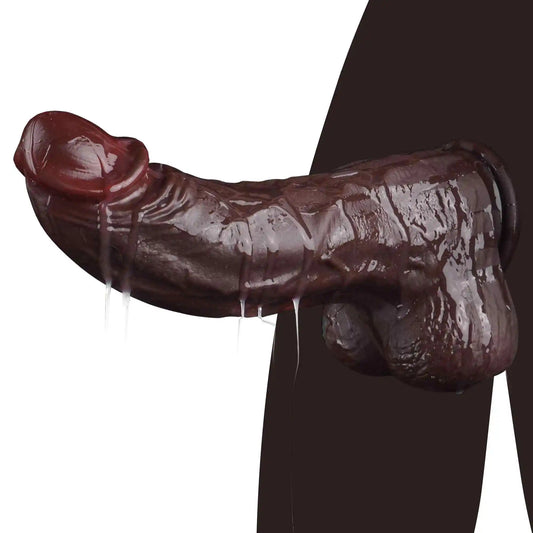 Tyrone 8.86" x 2.6" Extra-Thick Black Realistic Dildo with Curved Tip