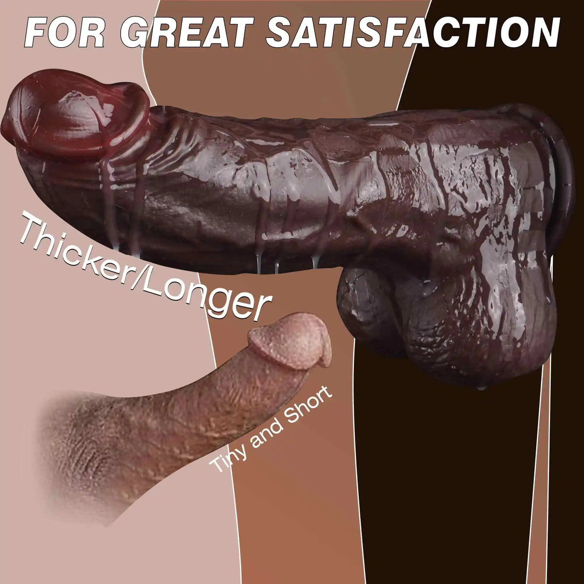 Tyrone 8.9" x 2.6" Extra-Thick Black Realistic Dildo with Curved Tip