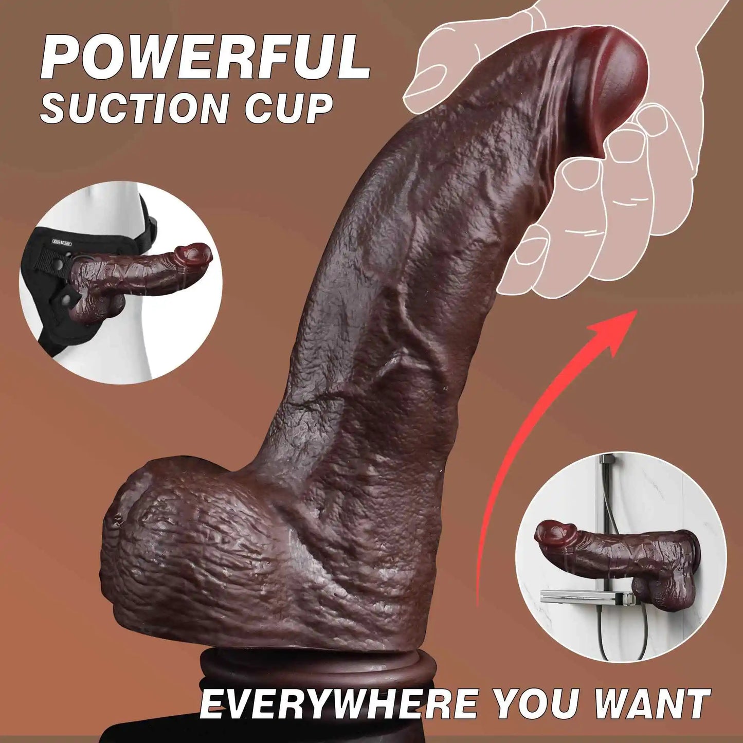 Tyrone 8.86" x 2.61" Giant Thick Black Dildo · Large BBC Dildo · Silicone Material