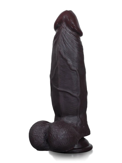 Wade 8.8" x 2.2" Thick Black Dual Density Sliding Skin Dildo with Pronounced Ridge