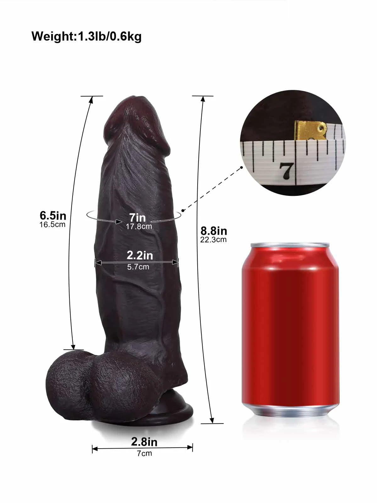 Wade 8.8" x 2.2" Thick Black Dual Density Sliding Skin Dildo with Pronounced Ridge