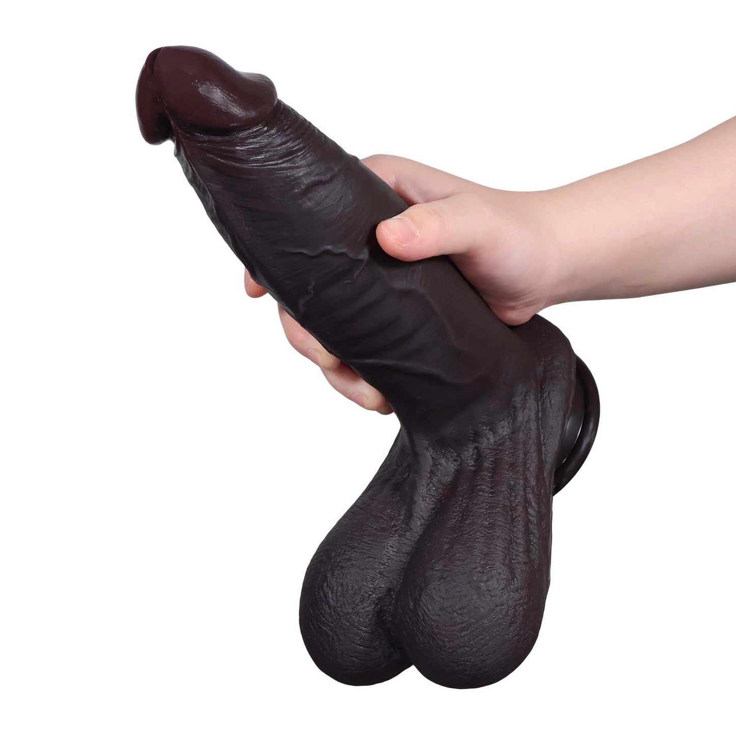 Wade 8.8" x 2.2" Thick Sliding Skin Black Dildo with Movable Balls