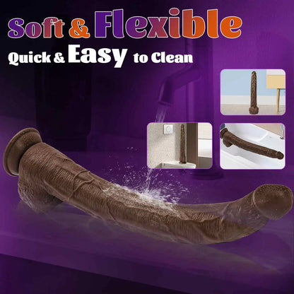 Walter 17.7" x 1.8" Extra-Long Black Dildo, Perfect for Deep & Intense Stimulation