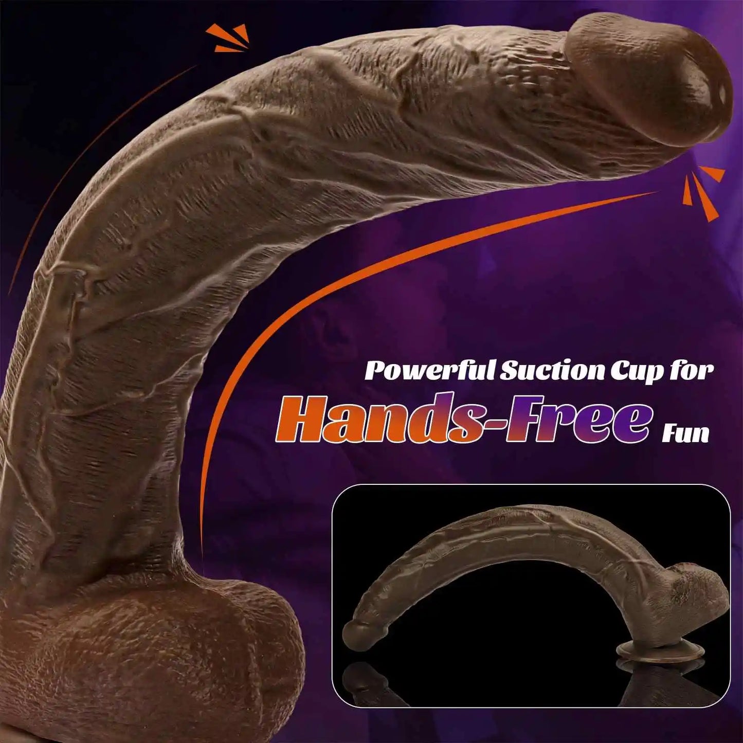 Walter 17.7" x 1.8" Extra-Long Black Dildo, Perfect for Deep & Intense Stimulation