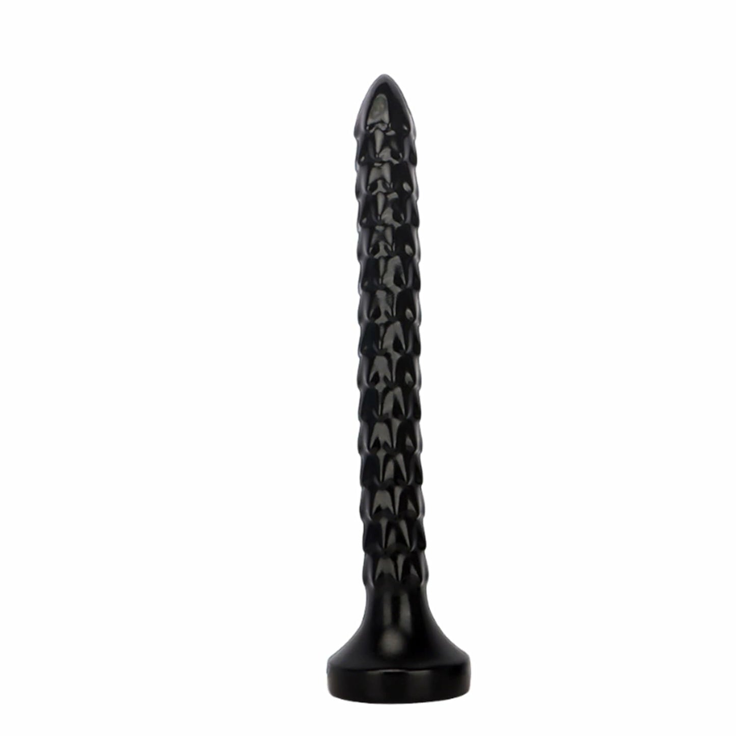 Wyrm 14.2" x 1.4" Dragon Tail XXL Long Textured Black Dildo with Suction Base