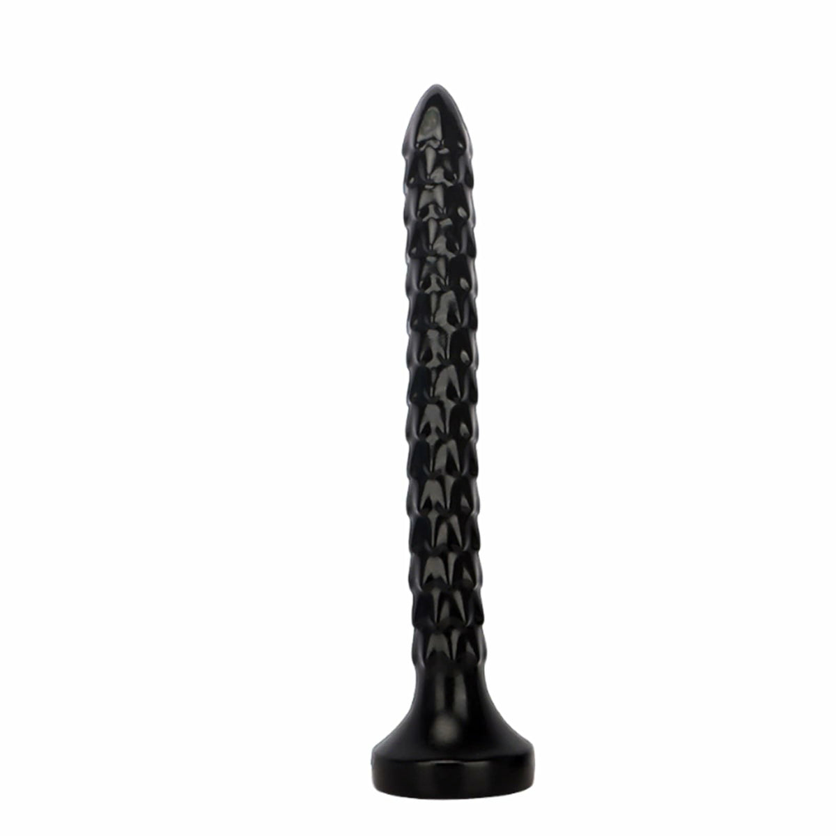 Wyrm 14.2" x 1.4" Dragon Tail XXL Long Textured Black Dildo with Suction Base