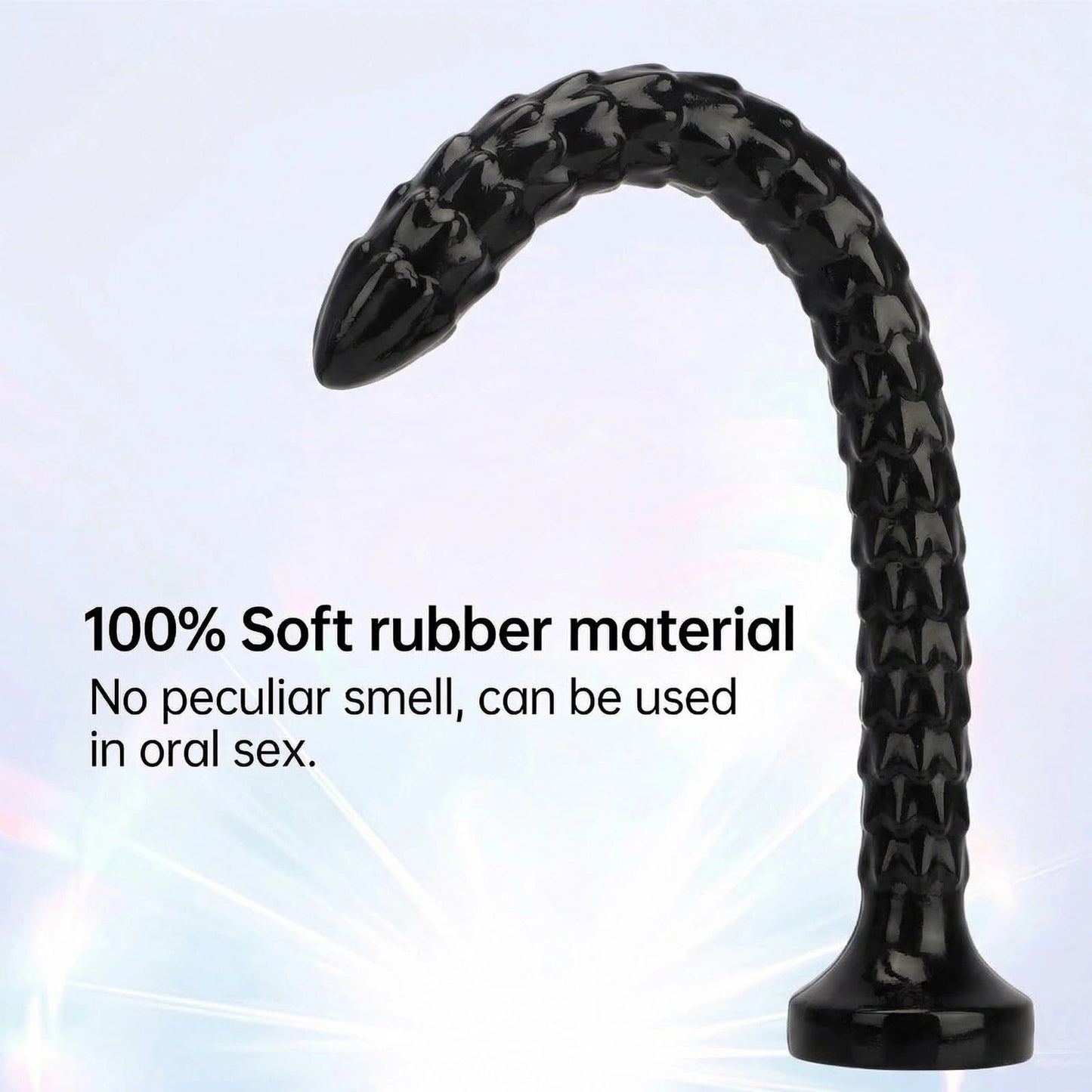 Wyrm 14.2" x 1.4" Dragon Tail XXL Long Textured Black Dildo with Suction Base