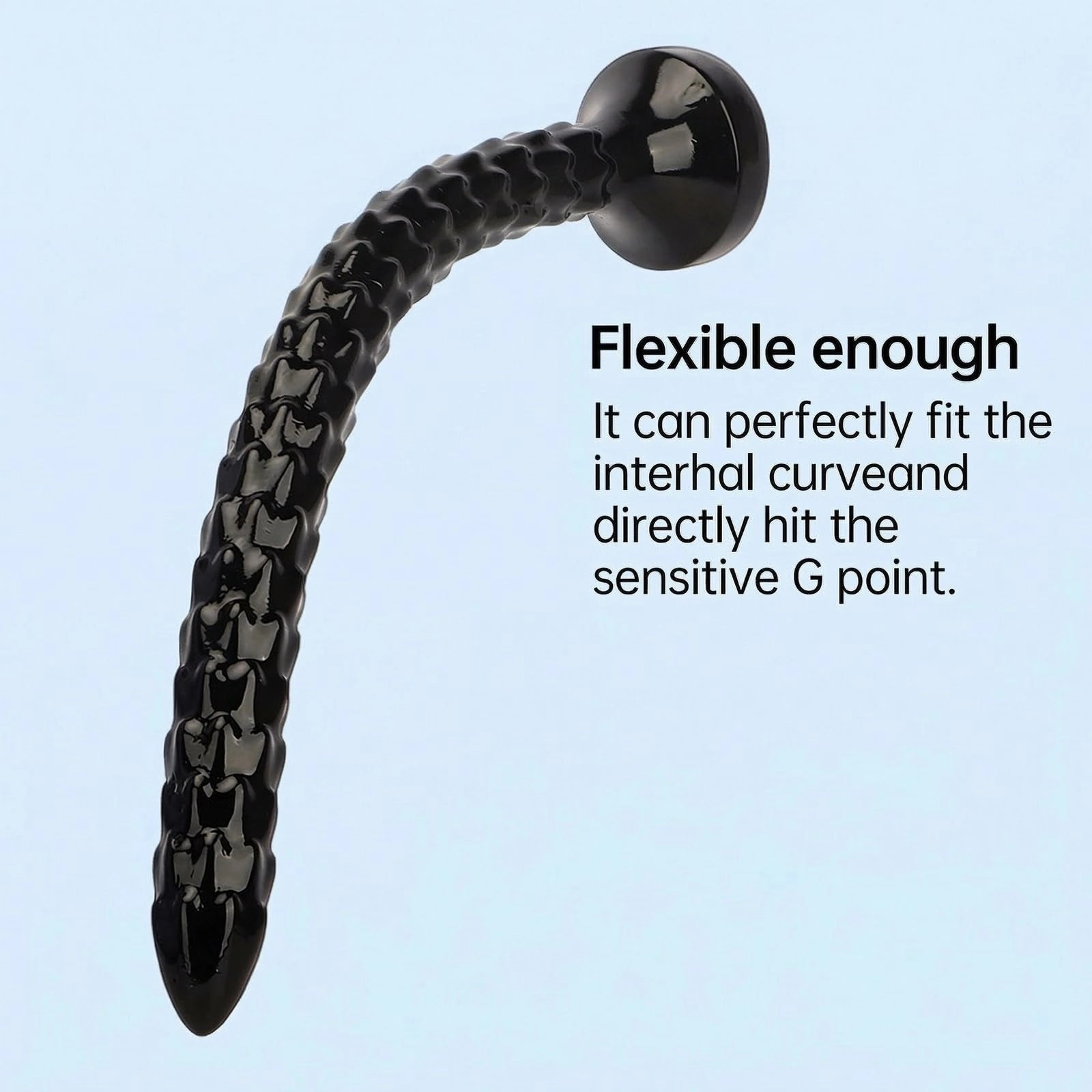 Wyrm 14.2" x 1.4" Dragon Tail XXL Long Textured Black Dildo with Suction Base