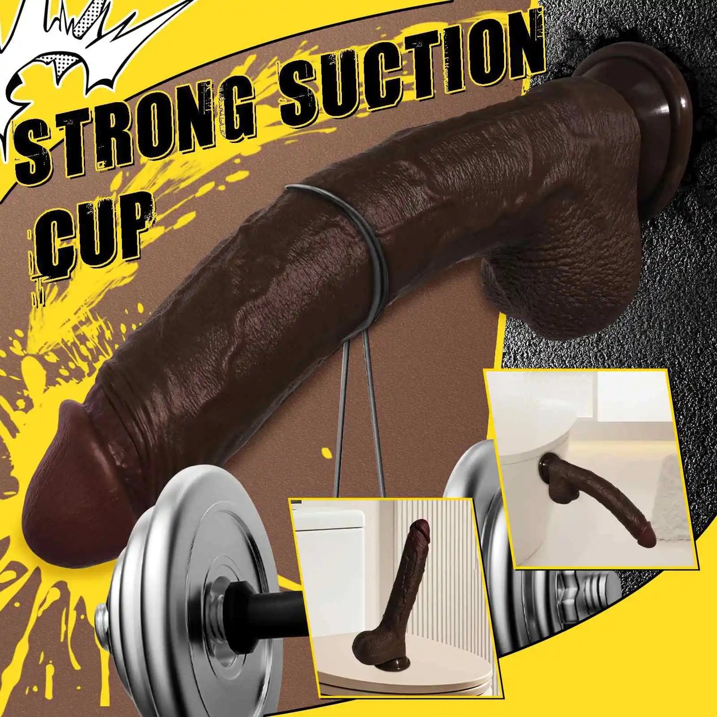 Zach 10.6" x 2" Large Realistic Black Soft Skin Dildo