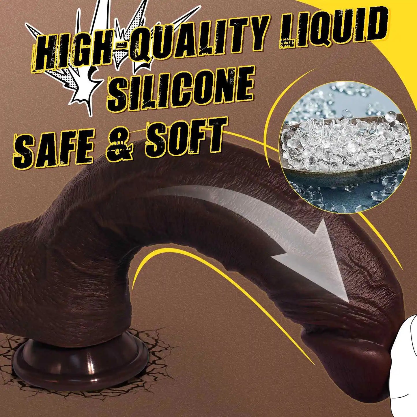 Zach 10.6" x 2" Large Realistic Black Soft Skin Dildo