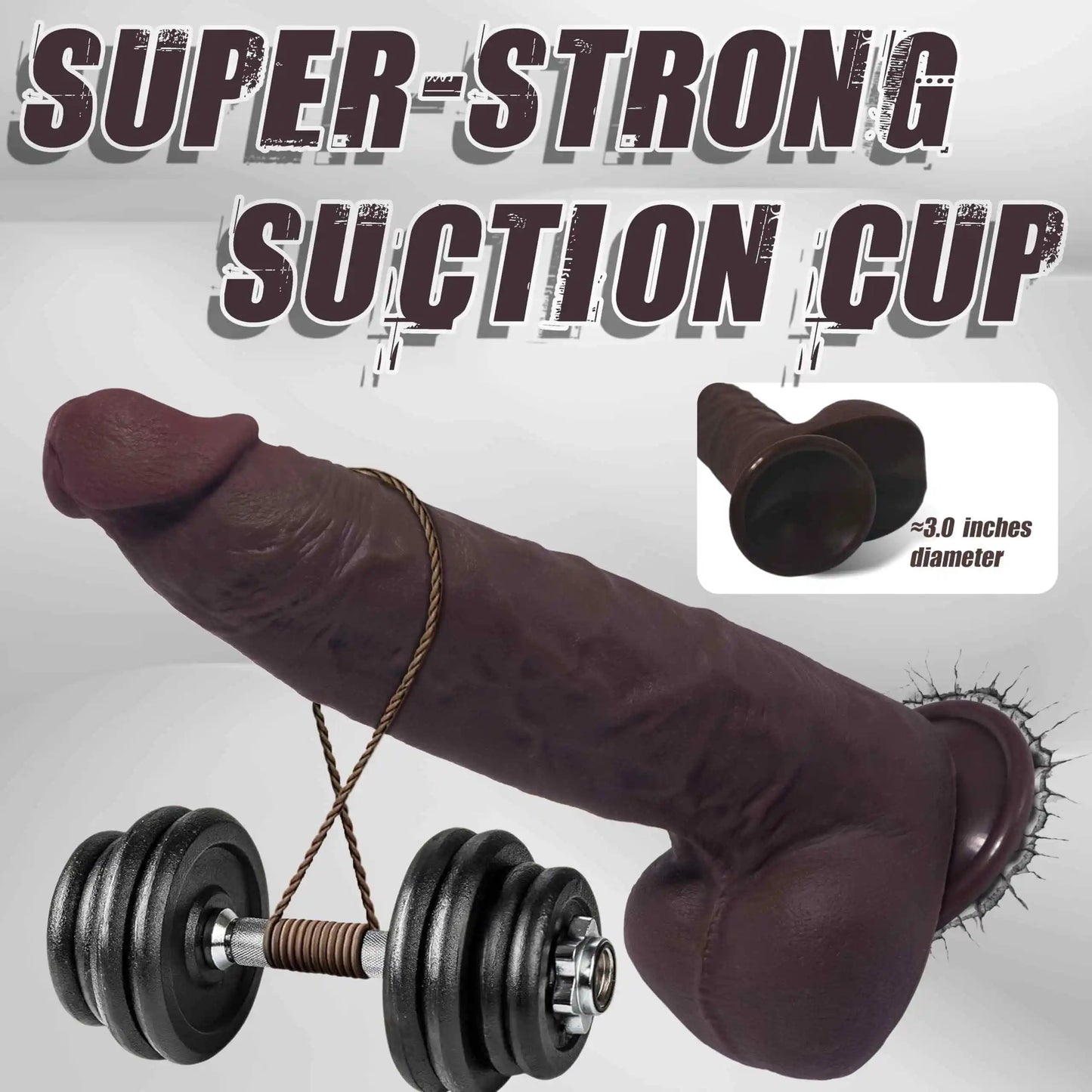 Michelle 9" x 2.5" Premium Ultra Realistic Black Soft Silicone Dildo