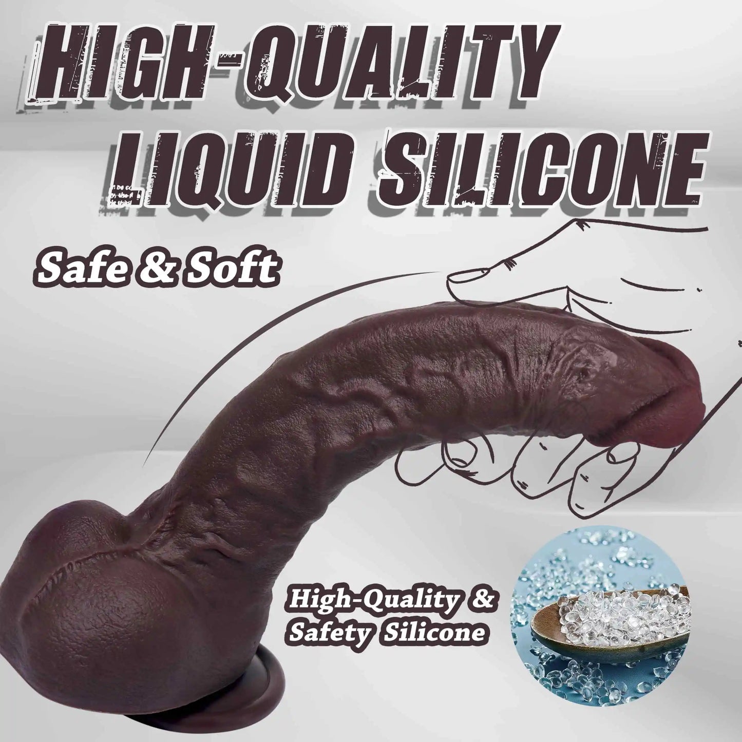 Michelle 9" x 2.5" Premium Ultra Realistic Black Soft Silicone Dildo