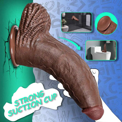 Trevon 15" x 4" Big Thick Black Dildo With Suction Cup