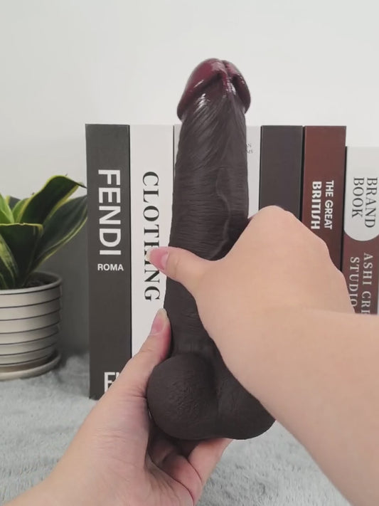 Marcel 9.17" x 2.16" Dual Density Black Dildo