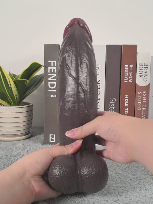Tavon 11" x 3" Big Thick Black Dildo
